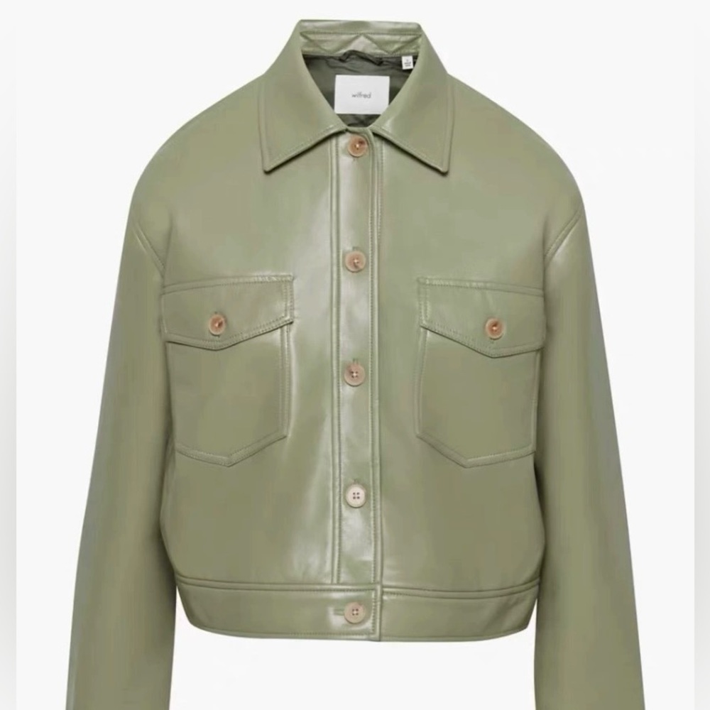 Wilfred cropped leather ganna jacket